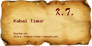 Kabai Timur névjegykártya